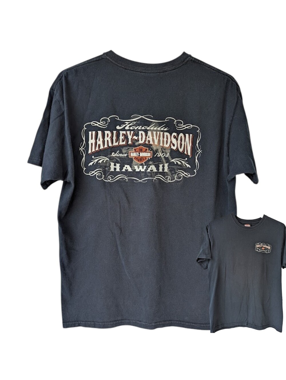 Vintage Harley-Davidson T-Shirt Mens Large Honolulu Hawaii Biker Tee 22x28.5
